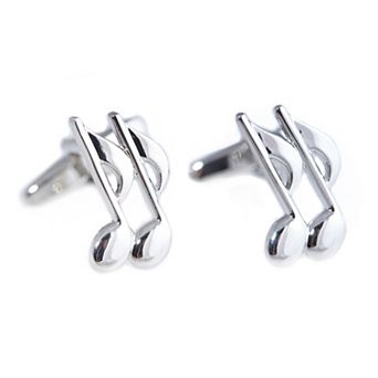 Rhodium-Plated Music Note Cuff Links