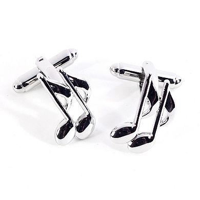 Rhodium-Plated Music Note Cuff Links