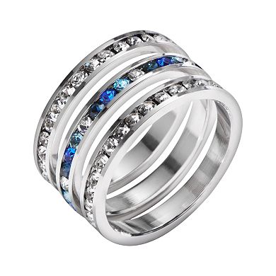 Traditions Jewelry Company Sterling Silver Crystal Eternity Ring Set