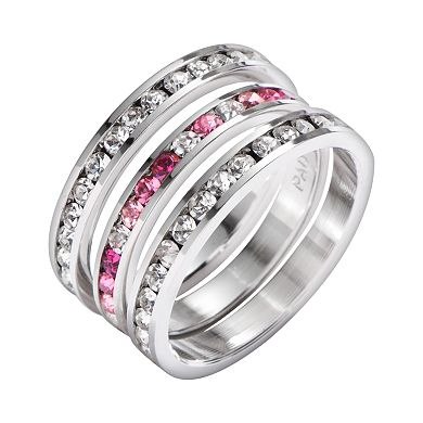 Traditions Jewelry Company Sterling Silver Crystal Eternity Ring Set