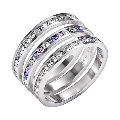 Traditions Jewelry Company Sterling Silver Crystal Eternity Ring Set