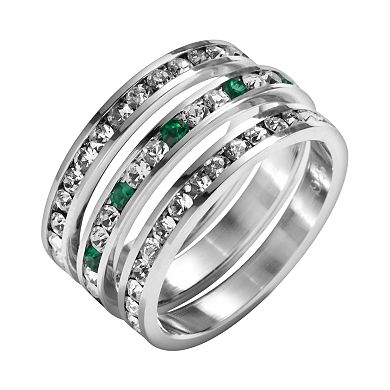 Traditions Jewelry Company Sterling Silver Crystal Eternity Ring Set