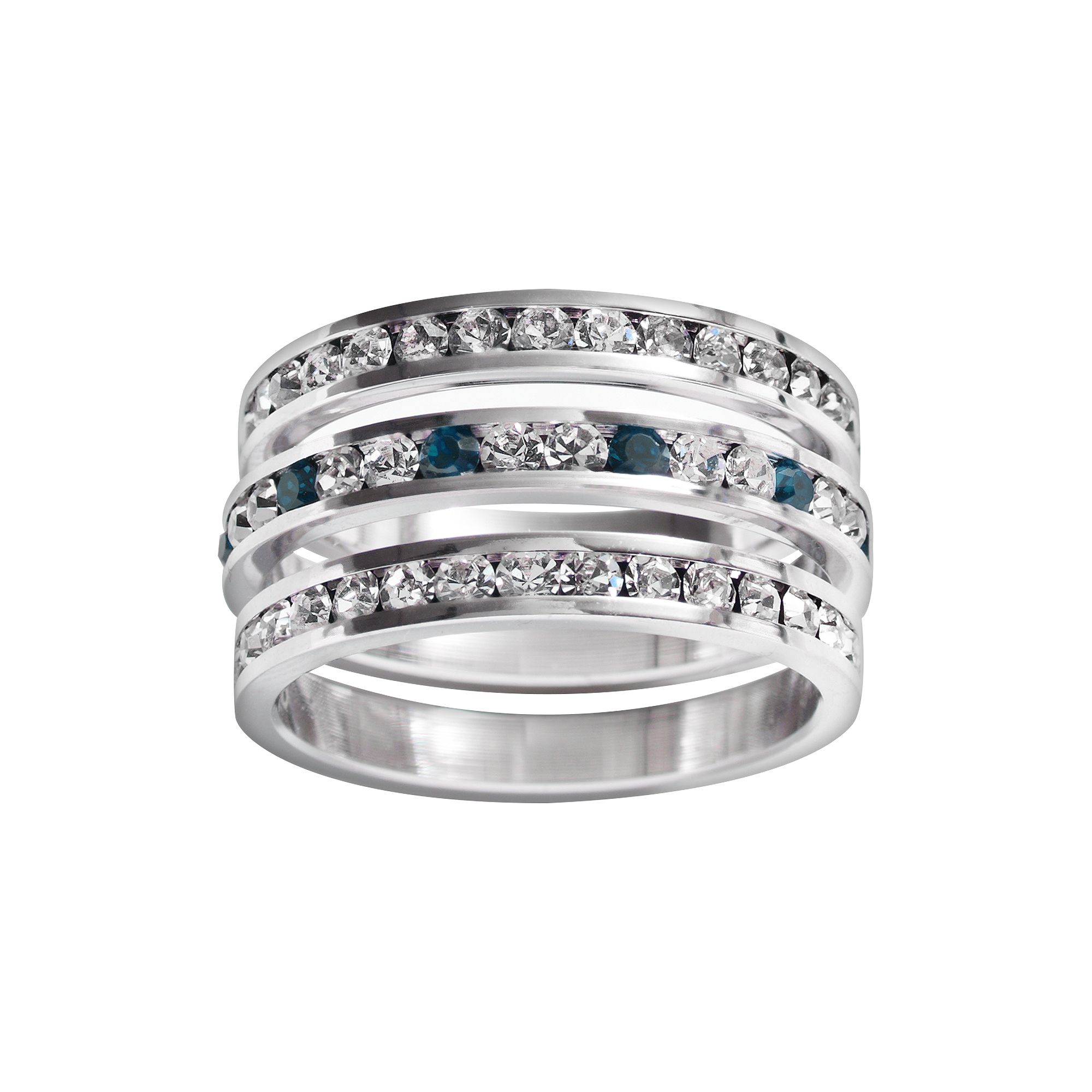 Traditions Jewelry Company Sterling Silver Crystal Eternity Ring Set, Women