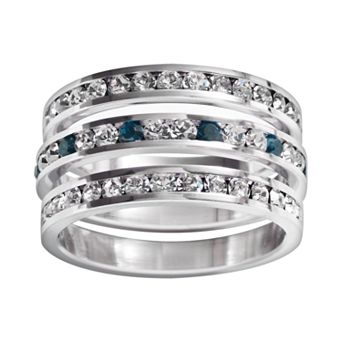 Traditions Jewelry Company Sterling Silver Crystal Eternity Ring Set