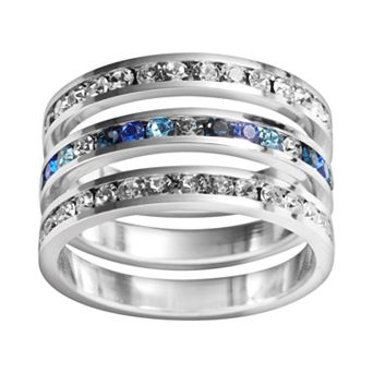 Traditions Jewelry Company Sterling Silver Crystal Eternity Ring Set