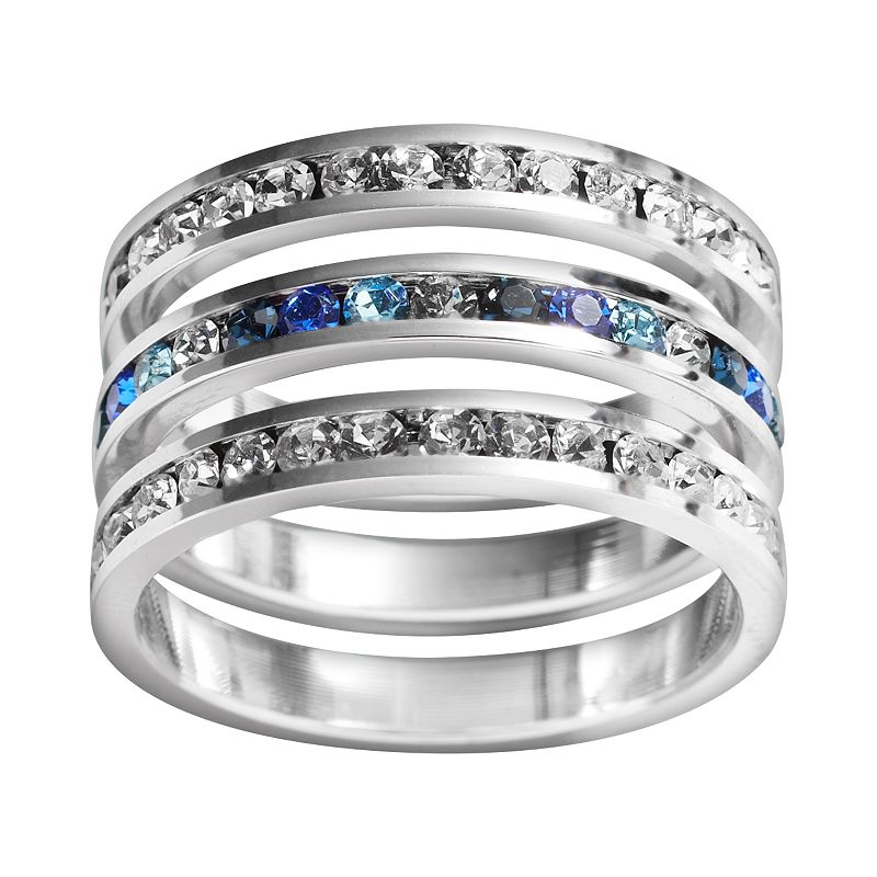 Traditions Jewelry Company Sterling Silver Crystal Eternity Ring Set, Women's, Size: 8, White Team Blues