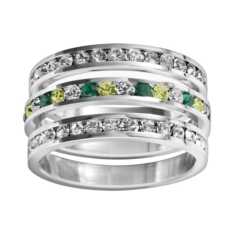 Traditions Jewelry Company Sterling Silver Crystal Eternity Ring Set, Women's, Size: 6, White Team Greens