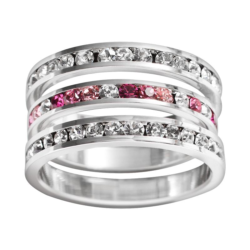 Traditions Jewelry Company Sterling Silver Crystal Eternity Ring Set, Women's, Size: 9, White Team Pinks