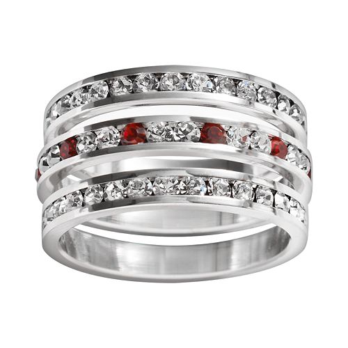 Traditions Sterling Silver Swarovski Crystal Eternity Ring Set