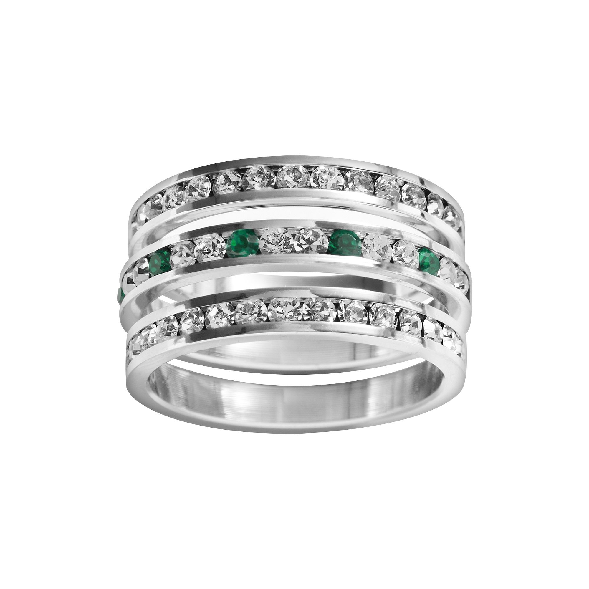 Traditions Jewelry Company Sterling Silver Crystal Eternity Ring Set, Women