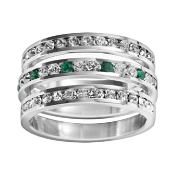 Traditions Jewelry Company Sterling Silver Crystal Eternity Ring Set