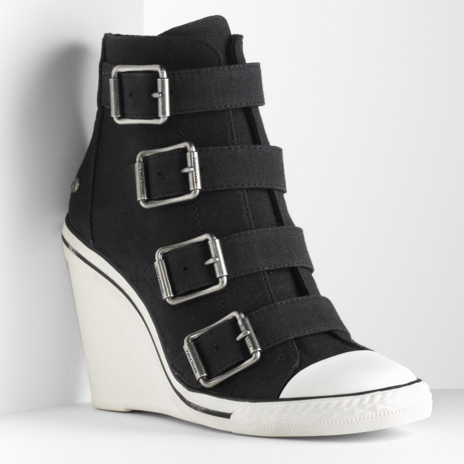 black wedge sneakers for women