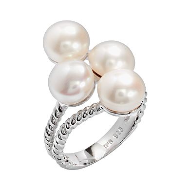 PearLustre by Imperial Sterling Silver Freshwater Cultured Pearl Cluster Ring