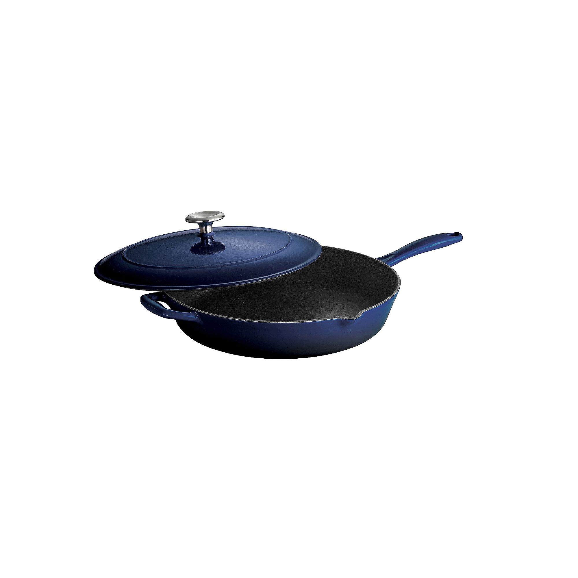 Tramontina Enameled Cast-Iron 10-in. Covered Skillet, Blue