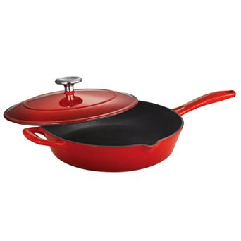Tramontina Enameled Cast-Iron 10 in Covered Skillet