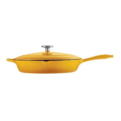 Tramontina Enameled Cast-Iron 12-in. Covered Skillet