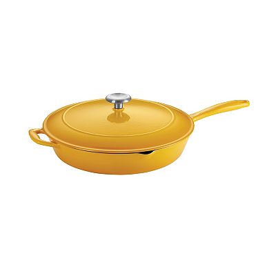 Tramontina Enameled Cast-Iron 12-in. Covered Skillet