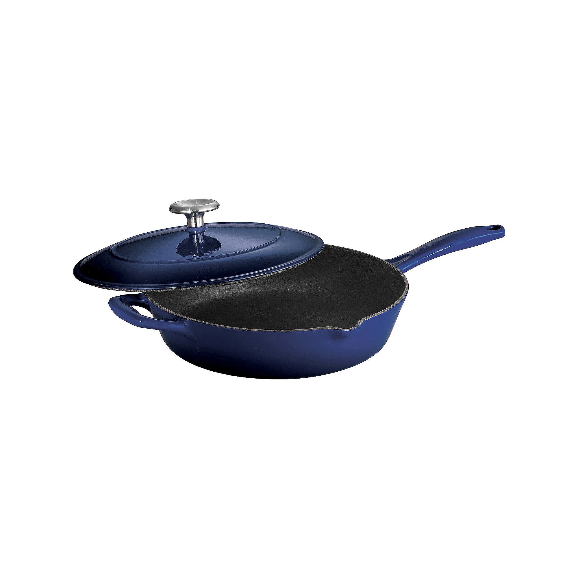 Tramontina Enameled Cast-Iron 12-in. Covered Skillet, Blue