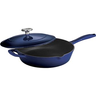 Tramontina Enameled Cast-Iron 12 in Covered Skillet