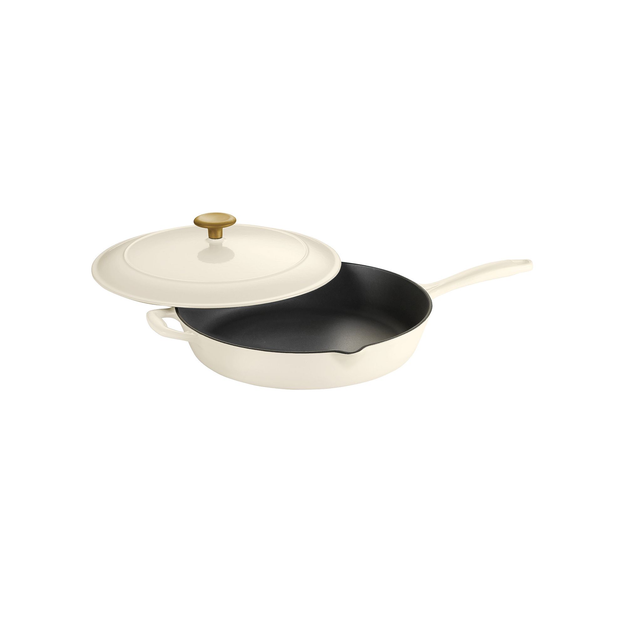 Tramontina Enameled Cast-Iron 12-in. Covered Skillet, White