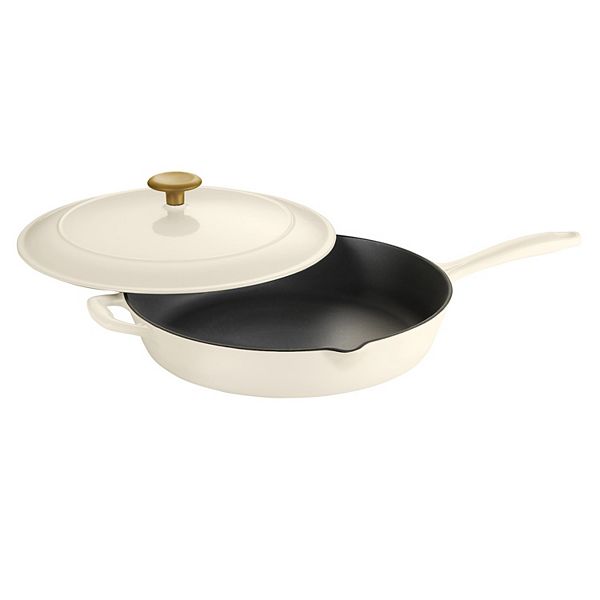 Tramontina Enameled Cast-Iron 12-in. Covered Skillet - White