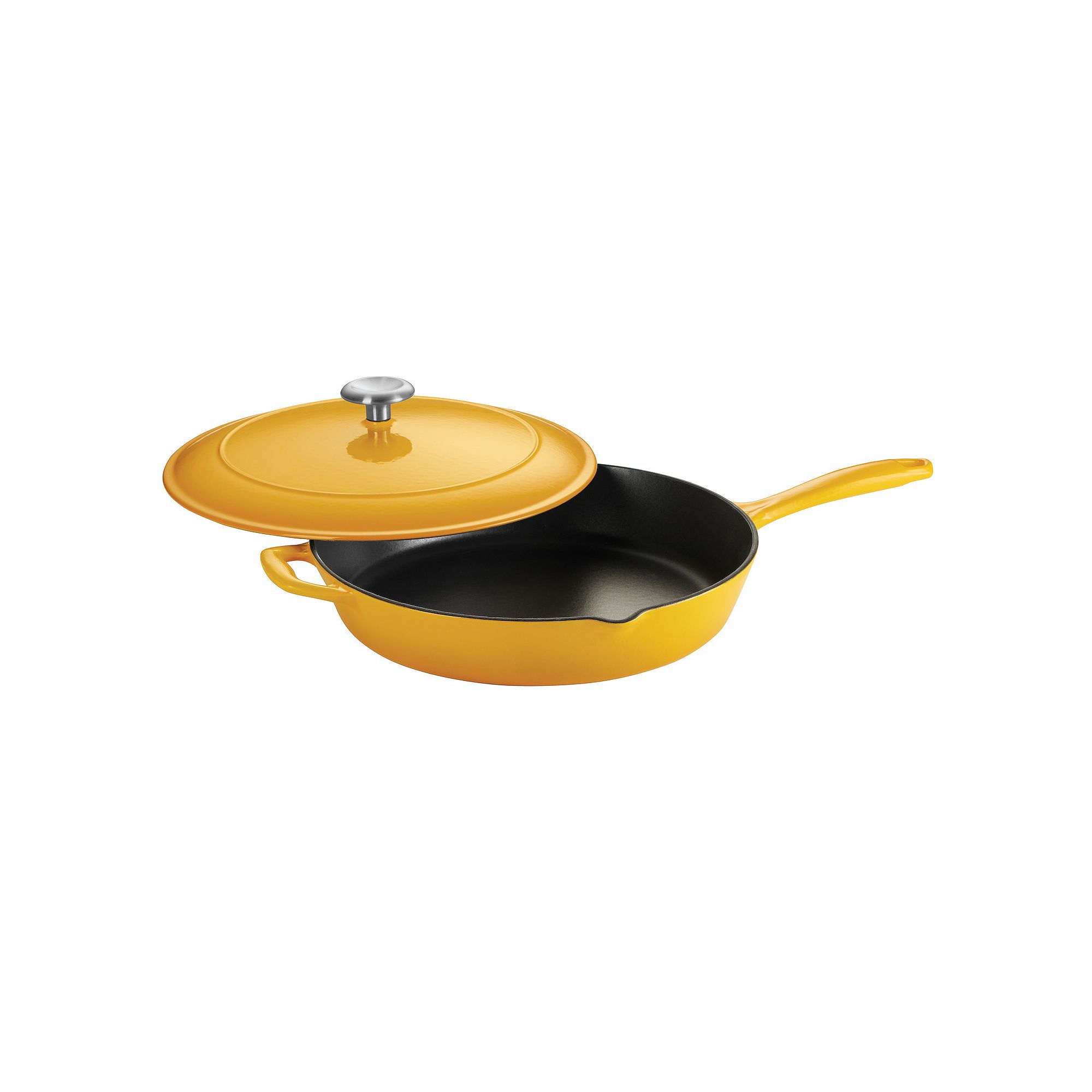 Tramontina Enameled Cast-Iron 12-in. Covered Skillet, Yellow