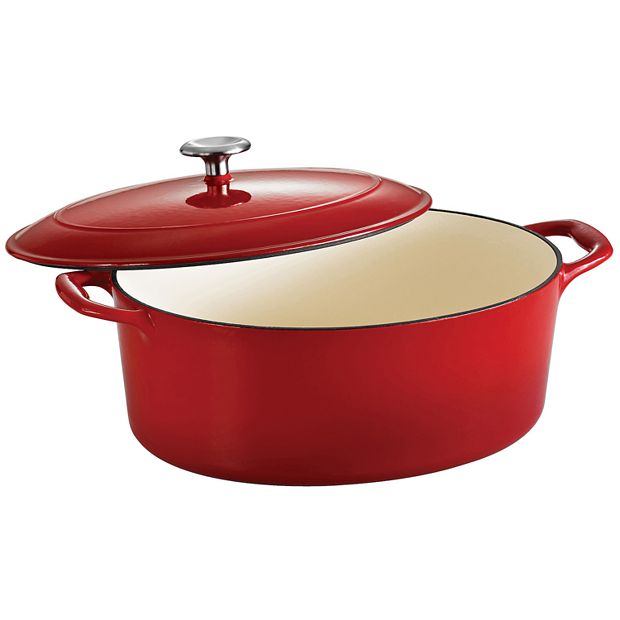 Tramontina Gourmet Enameled Cast Iron 7 Qt. Enameled Cast Iron Oval Dutch Oven; Gradated Red