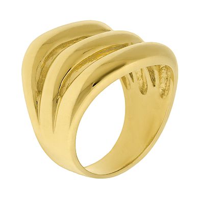 LYNX Gold Tone Stainless Steel Openwork Ring