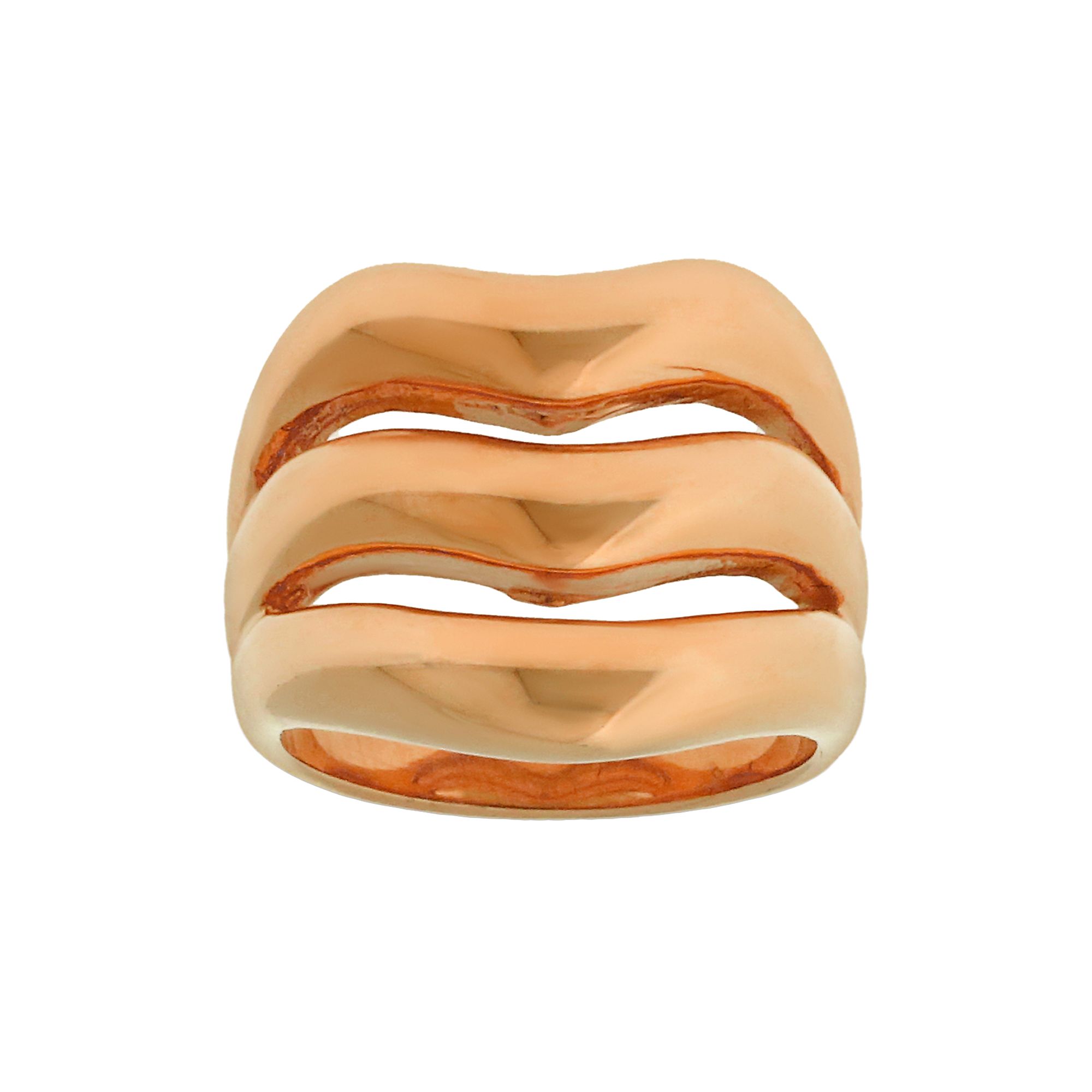 LYNX Rose Gold Tone Stainless Steel Openwork Ring, Womens, Size: 5, Pink