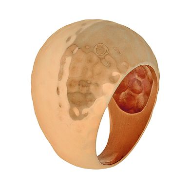 LYNX Rose Gold Tone Stainless Steel Hammered Ring