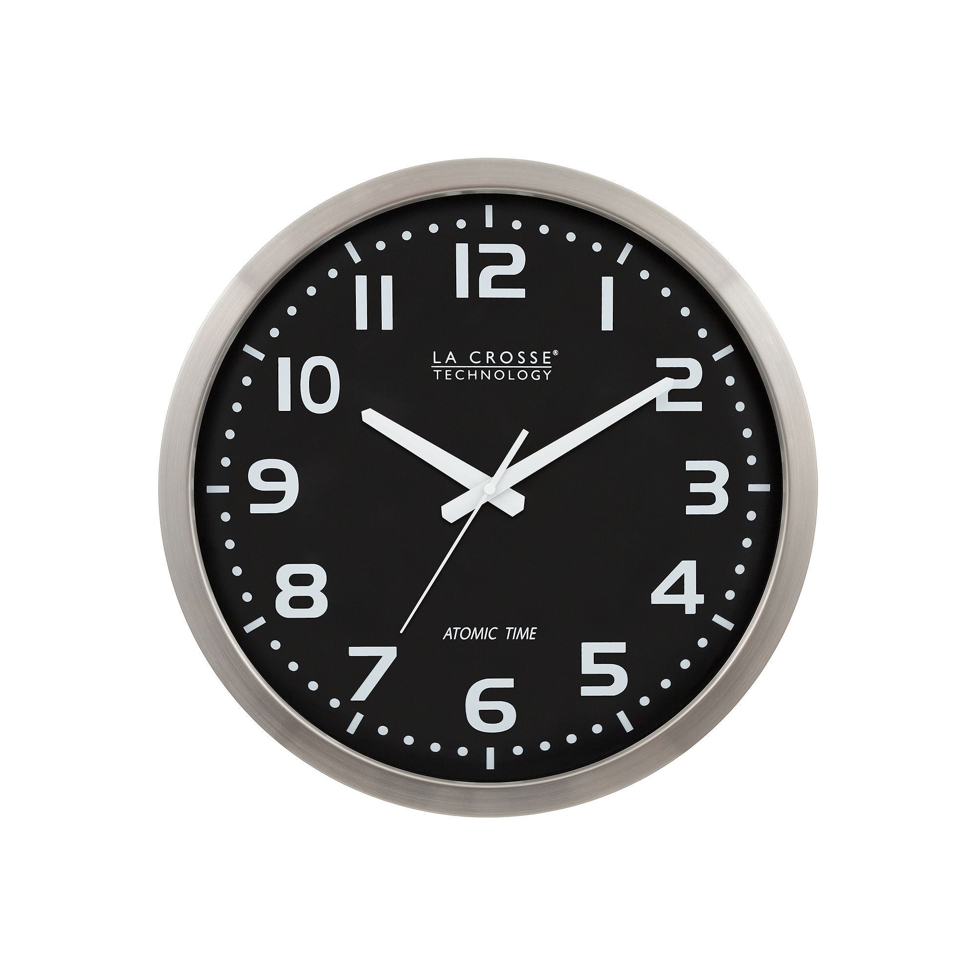 La Crosse Technology 16-in. Atomic Analog Wall Clock, Silver Black