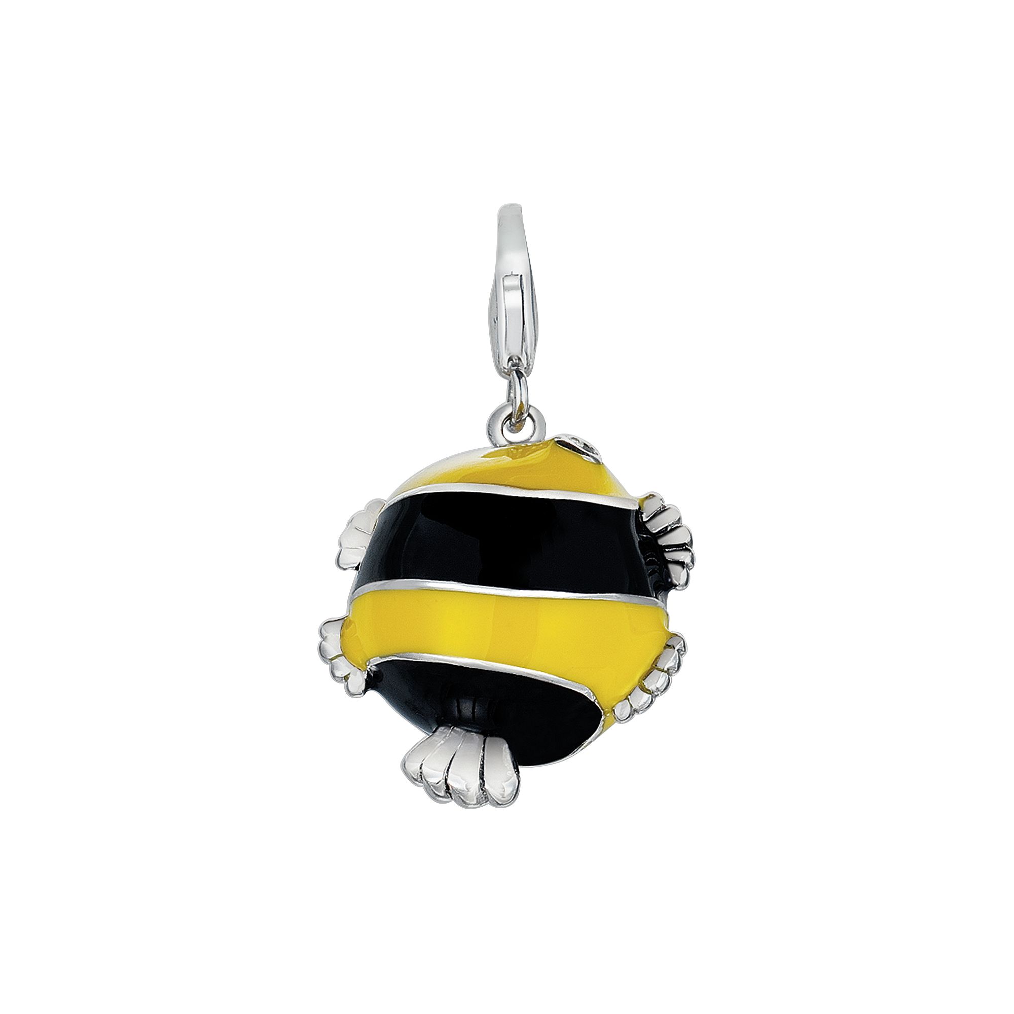 Sterling Silver White Topaz Blowfish Charm, Womens