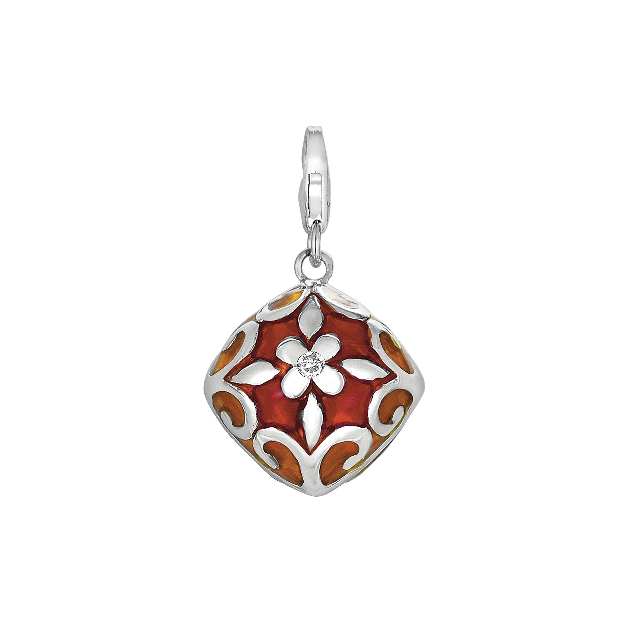 Sterling Silver White Topaz Flower Charm, Womens