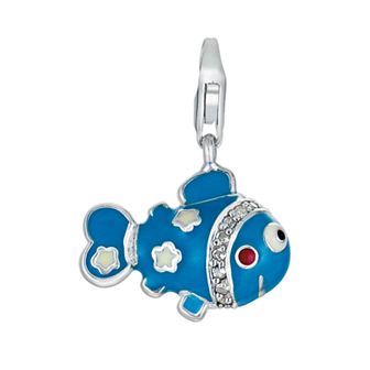 Sterling Silver White Topaz Fish Charm