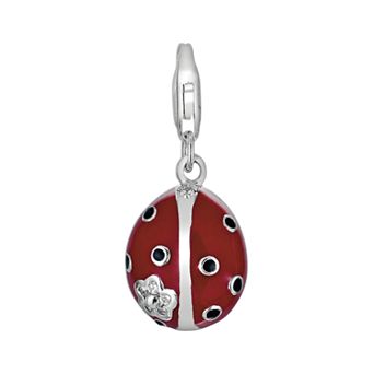 Sterling Silver White Topaz Ladybug Charm