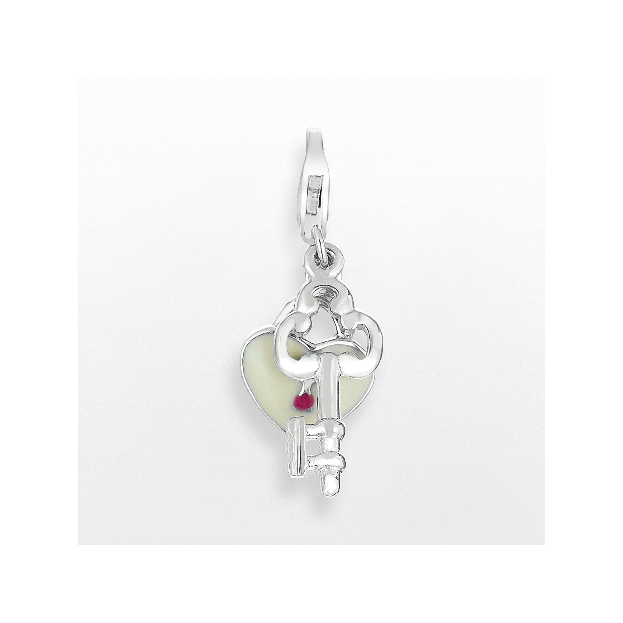 Sterling Silver Heart Lock and Key Charm, Womens