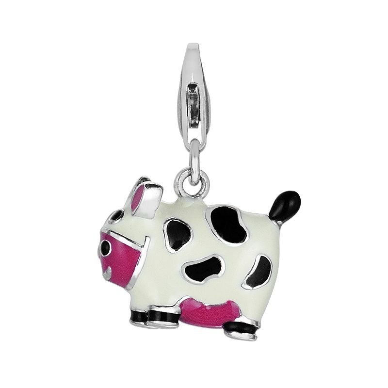 Sterling Silver Cow Charm, Womens, Grey