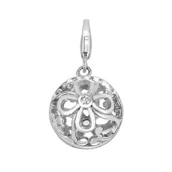 Sterling Silver White Topaz Openwork Flower Charm