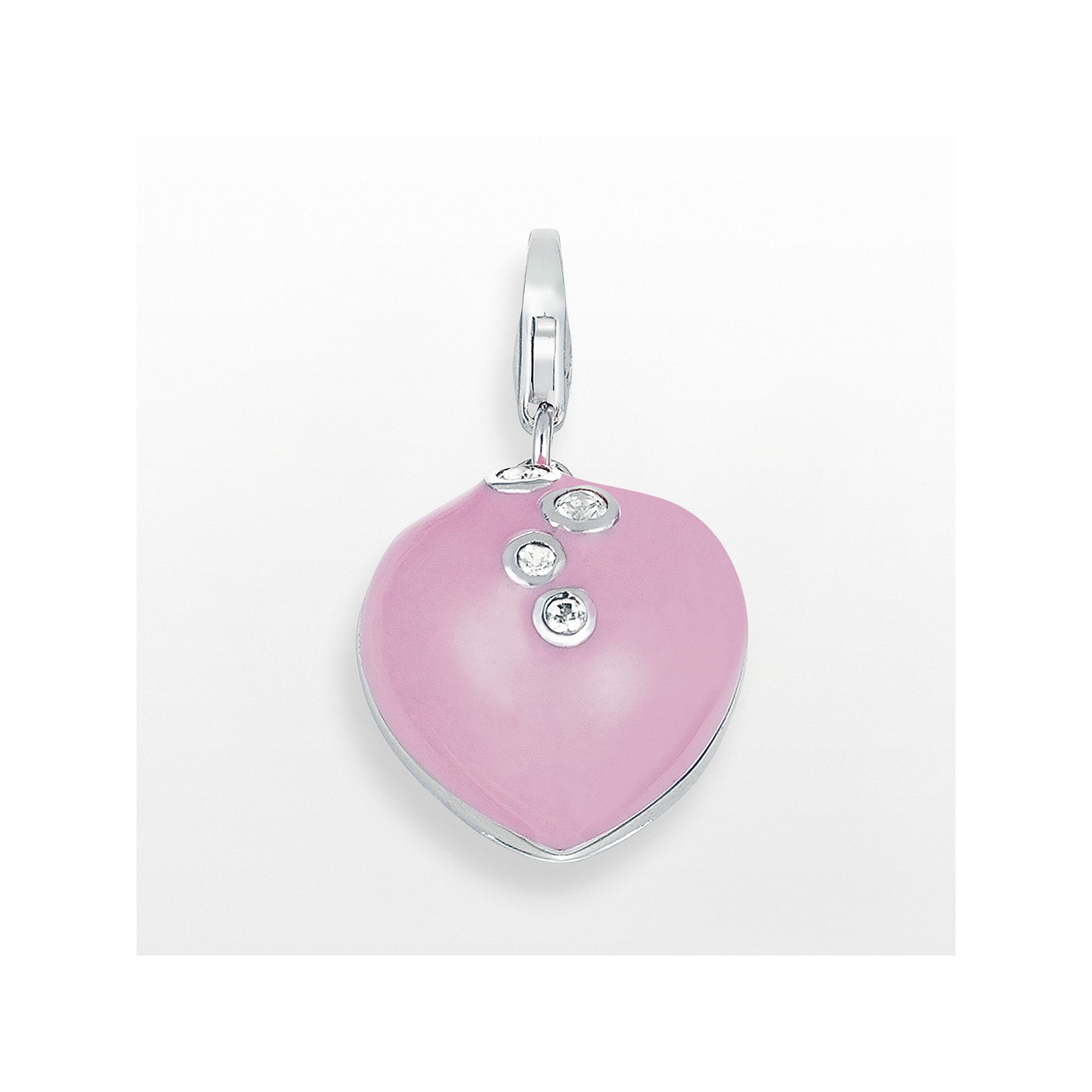 Sterling Silver White Topaz Heart Charm, Womens
