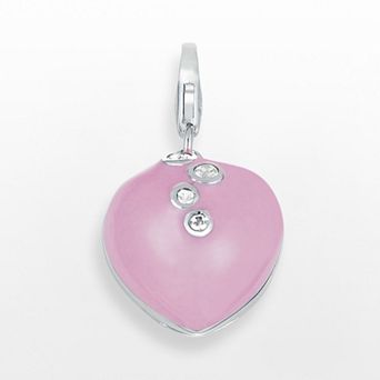 Sterling Silver White Topaz Heart Charm