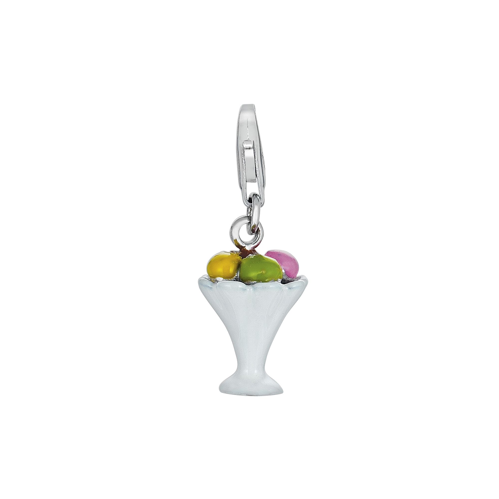 Sterling Silver Ice Cream Sundae Charm, Womens