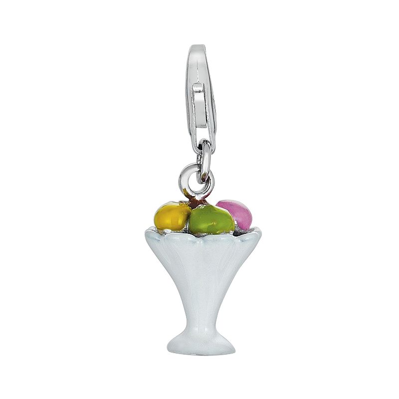 Sterling Silver Ice Cream Sundae Charm, Womens, Grey