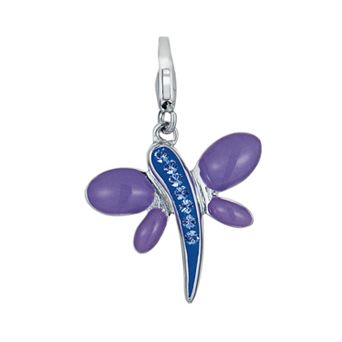 Sterling Silver Crystal Dragonfly Charm