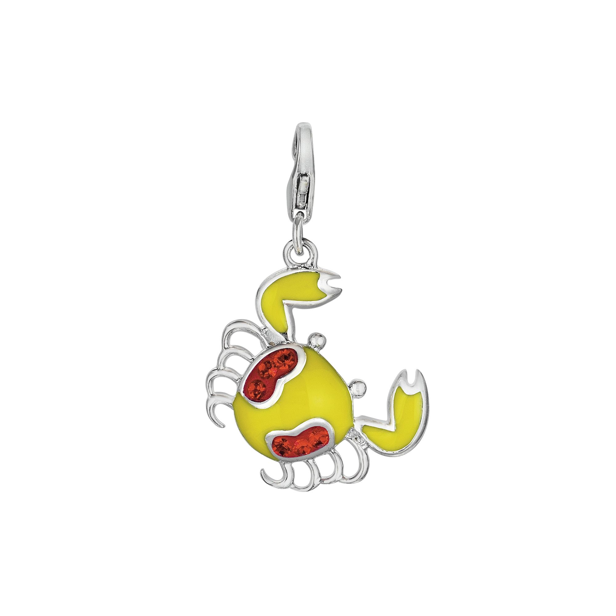 Sterling Silver Crystal Crab Charm, Womens, Orange