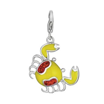 Sterling Silver Crystal Crab Charm