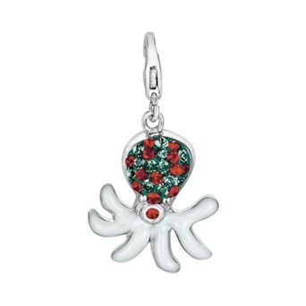 Sterling Silver Crystal Octopus Charm