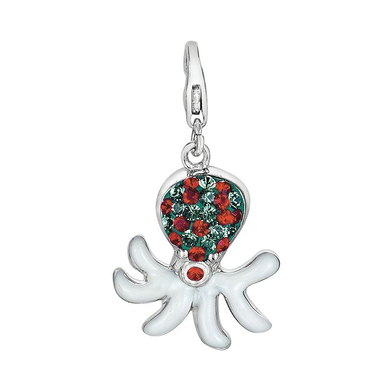 Sterling Silver Crystal Octopus Charm, Womens, Multicolor