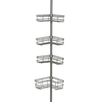 Zenna Home 4 tier Satin Nickel Finish Tension Corner Pole Caddy