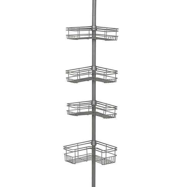 Style Selections Satin Nickel Steel 4-Shelf Tension Pole Freestanding Shower  Caddy 10.5-in x 8.5-in in the Bathtub & Shower Caddies department at
