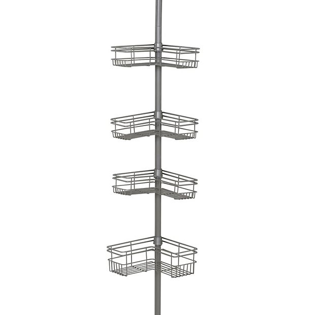 Zenna Home Tension Pole Shower Caddy, 4 Basket Shelves, Adjustable